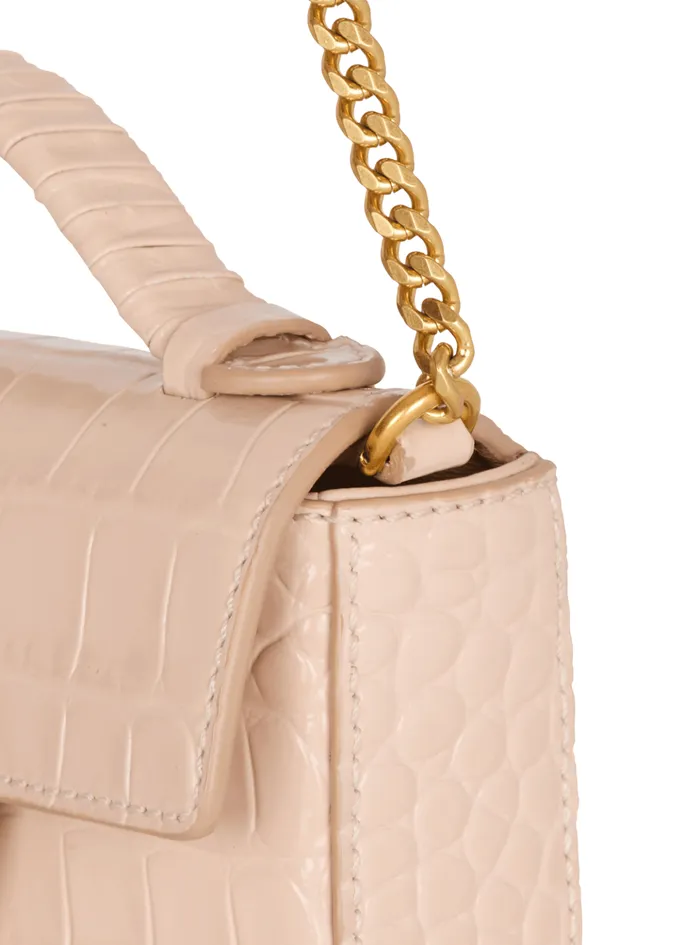 BBuzz 17 Mini Bag In Crocodileembossed Calfskin Beige Women Balmain Crossbody Bags