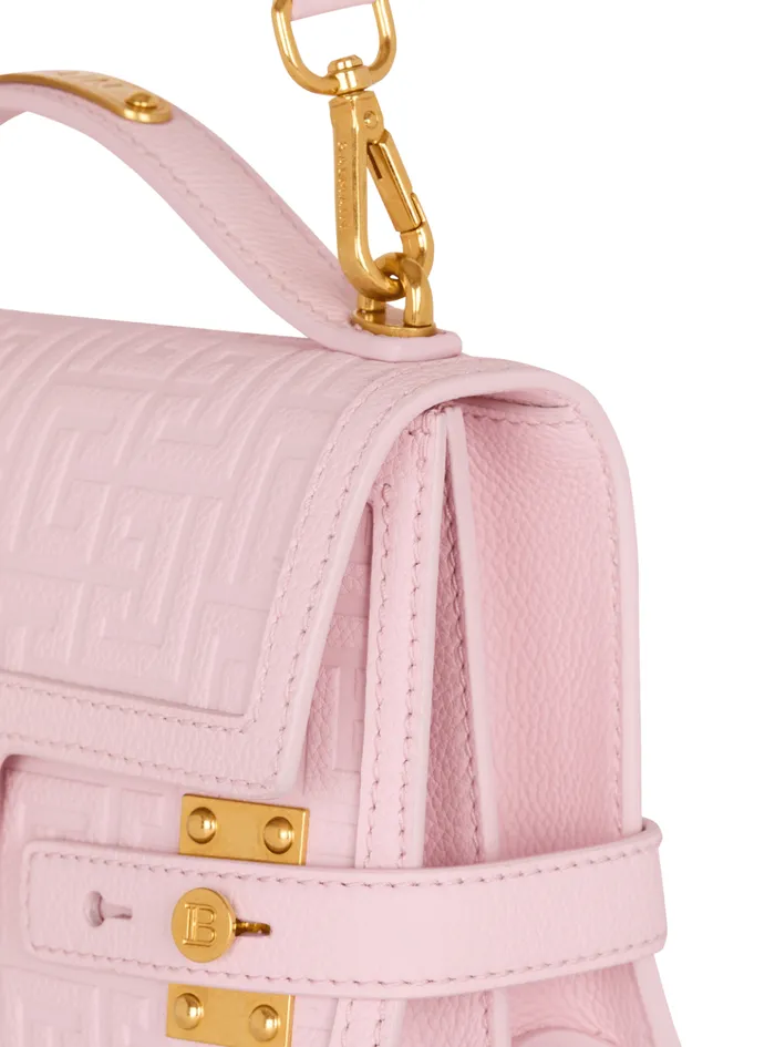 BBuzz 24 Grained Monogram Leather Shoulder Bag Pink Women Balmain Handbags