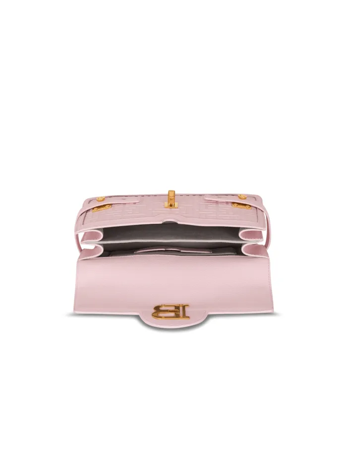 BBuzz 24 Grained Monogram Leather Shoulder Bag Pink Women Balmain Handbags