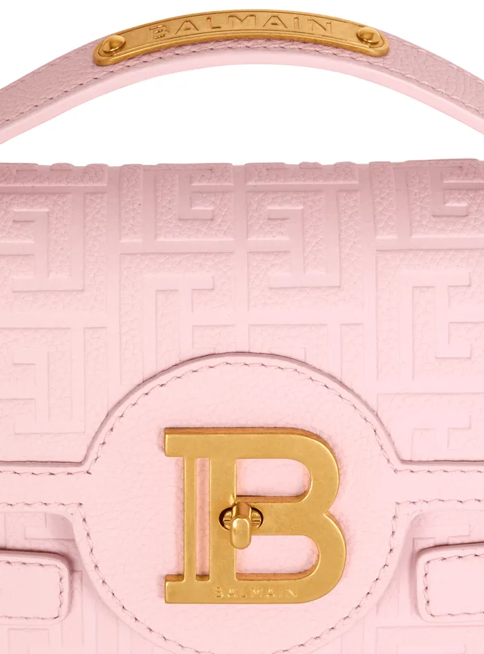 BBuzz 24 Grained Monogram Leather Shoulder Bag Pink Women Balmain Handbags