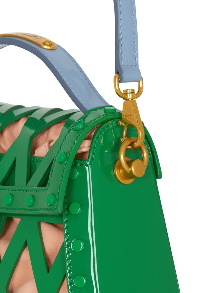BBuzz Dynasty Bag In Diamond Patent Leather Green Women Balmain Handbags