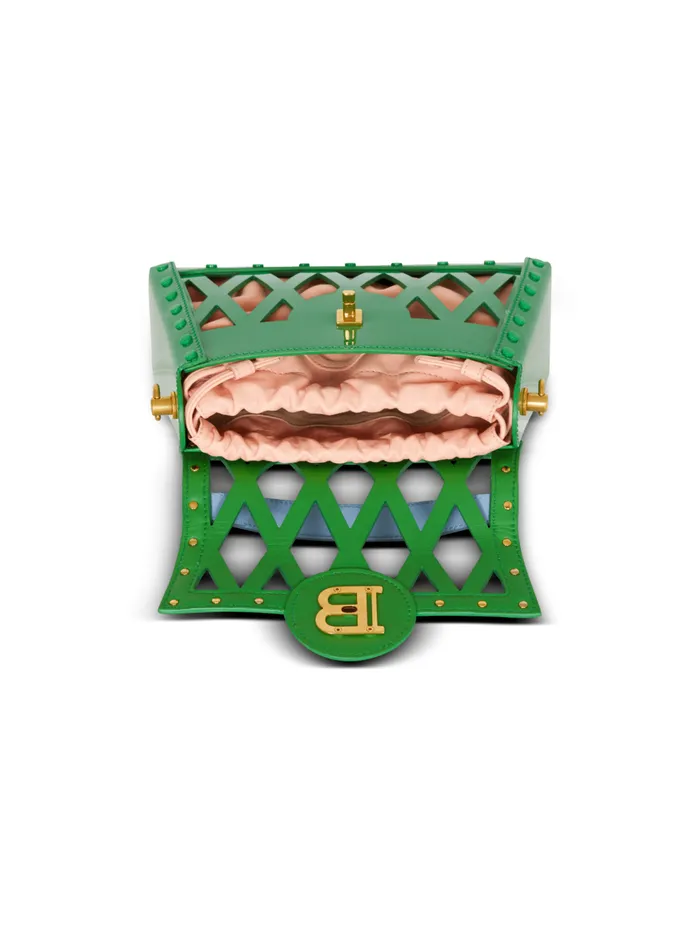 BBuzz Dynasty Bag In Diamond Patent Leather Green Women Balmain Handbags