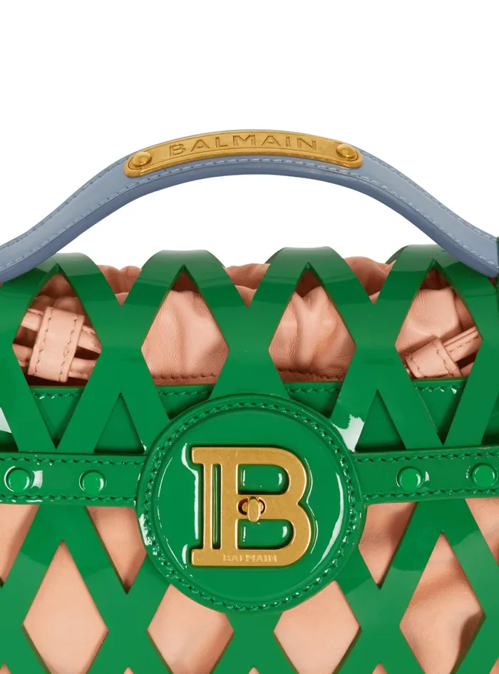 BBuzz Dynasty Bag In Diamond Patent Leather Green Women Balmain Handbags