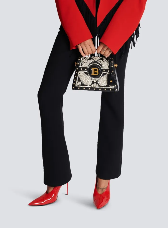 BBuzz Dynasty Bag In Embroidered Satin Black Women Balmain Handbags