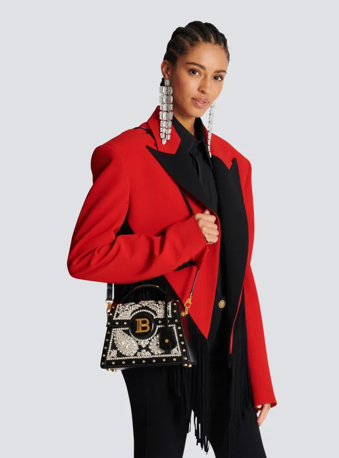 BBuzz Dynasty Bag In Embroidered Satin Black Women Balmain Handbags