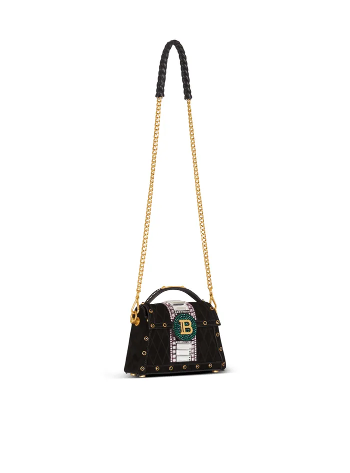 BBuzz Dynasty Small Suede Bag With Embroidery Black Women Balmain Handbags