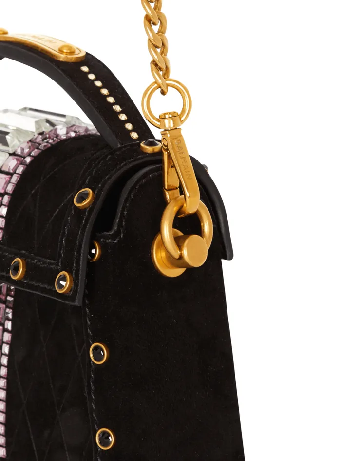 BBuzz Dynasty Small Suede Bag With Embroidery Black Women Balmain Handbags