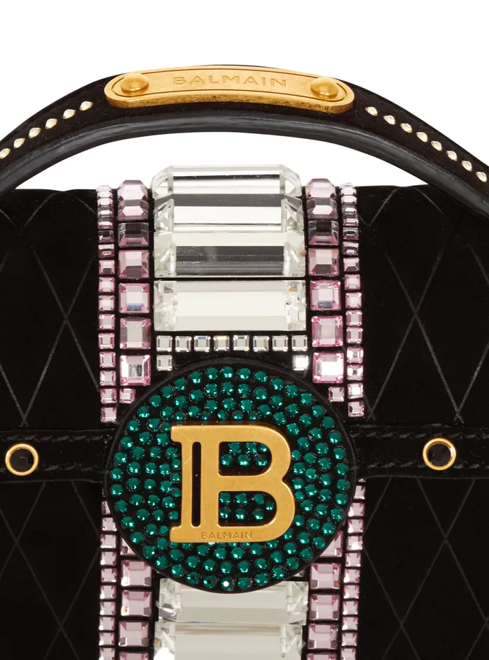BBuzz Dynasty Small Suede Bag With Embroidery Black Women Balmain Handbags