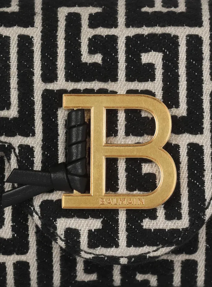BBuzz Mini Monogrammed Jacquard Bag Black Women Balmain Handbags