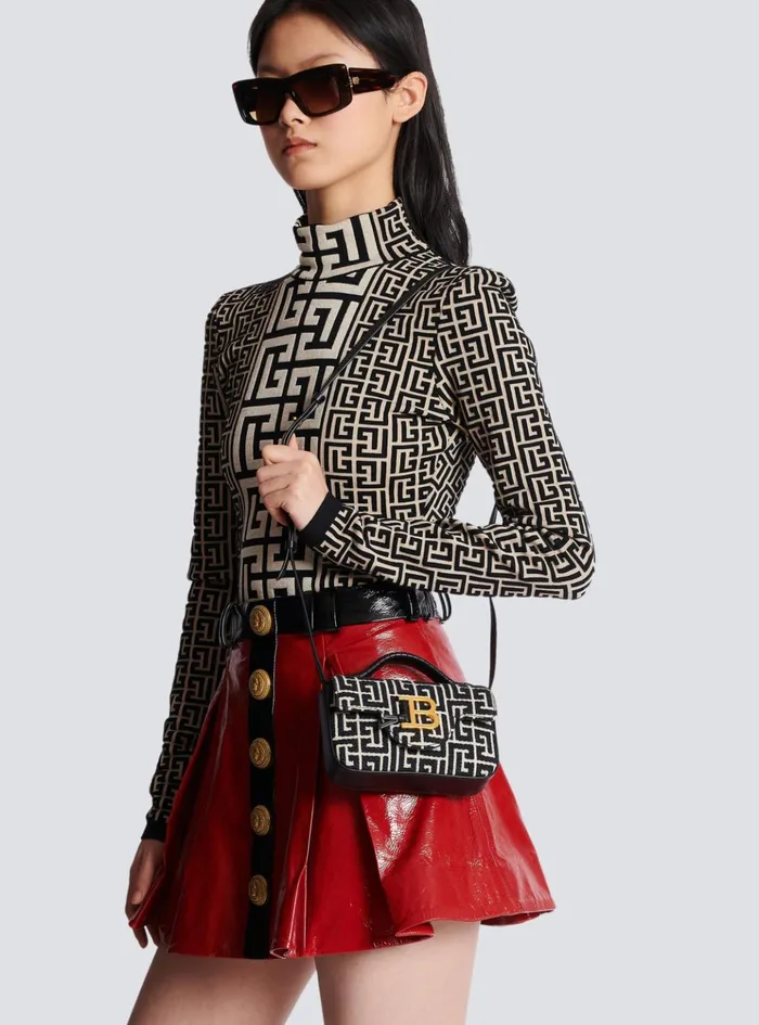 BBuzz Mini Monogrammed Jacquard Bag Black Women Balmain Handbags