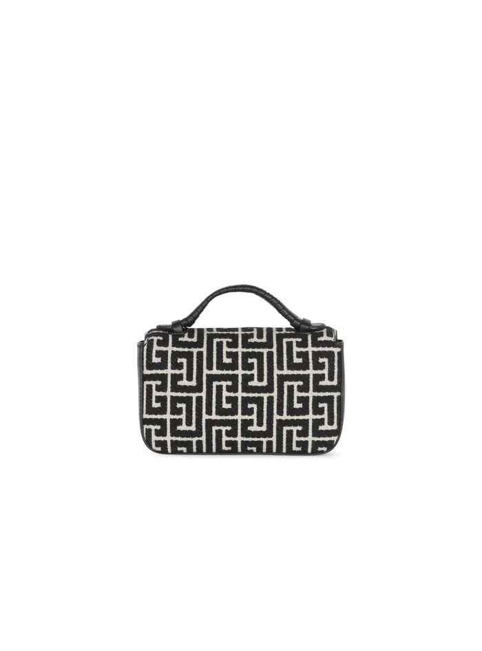 BBuzz Mini Monogrammed Jacquard Bag Black Women Balmain Handbags