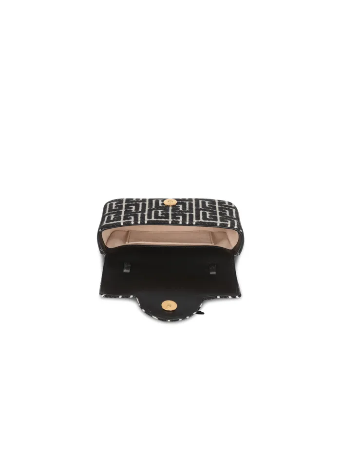 BBuzz Mini Monogrammed Jacquard Bag Black Women Balmain Handbags