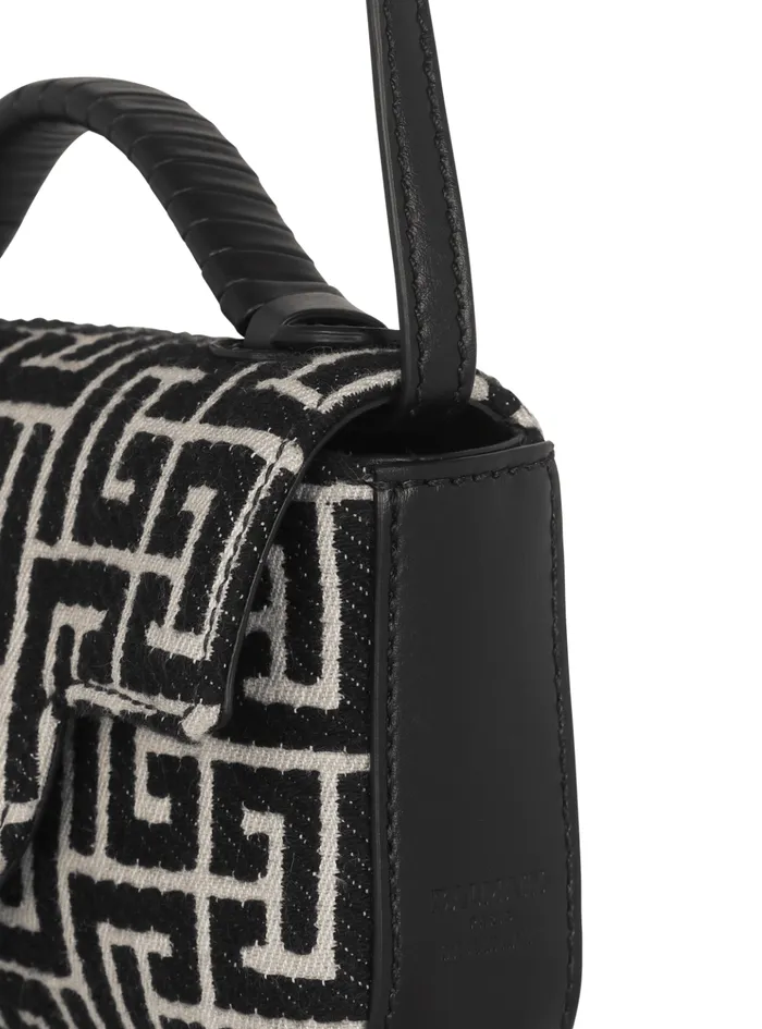BBuzz Mini Monogrammed Jacquard Bag Black Women Balmain Handbags