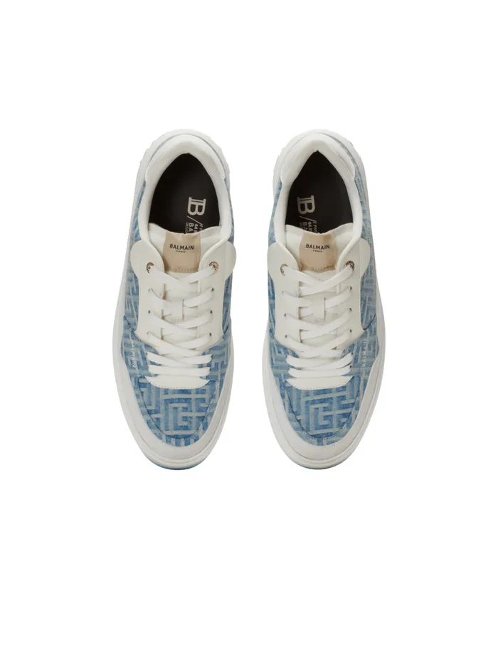 BCourt Flip Sneakers In Monogrammed Denim Navy Men Balmain Sneakers