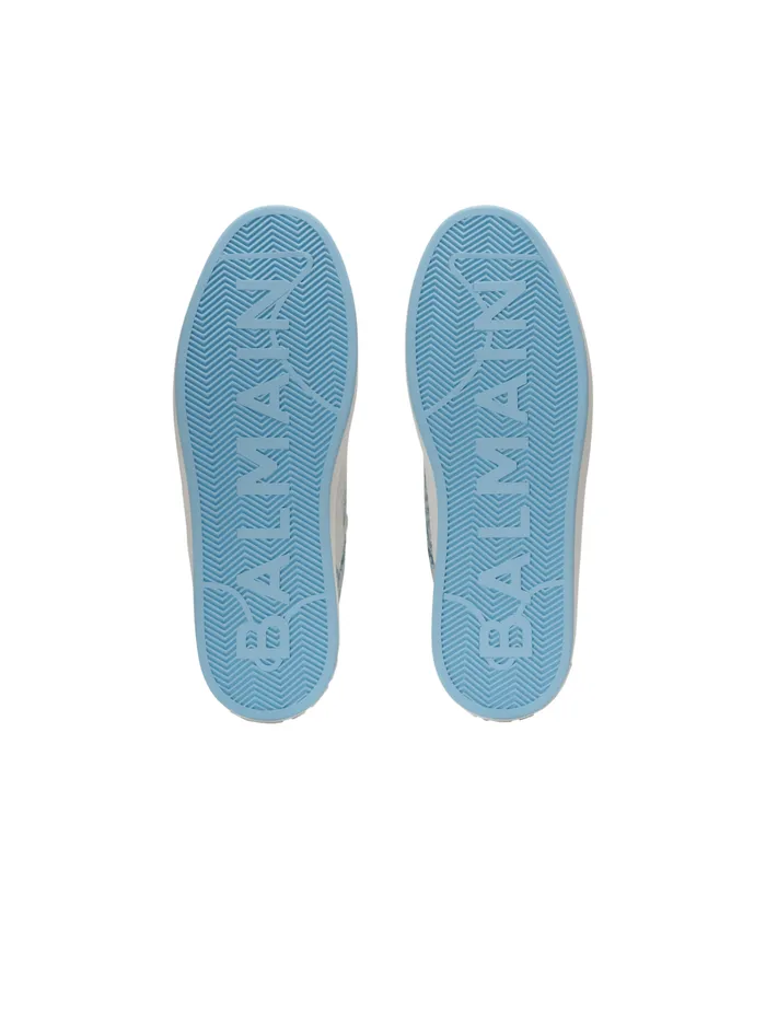 BCourt Flip Sneakers In Monogrammed Denim Navy Men Balmain Sneakers