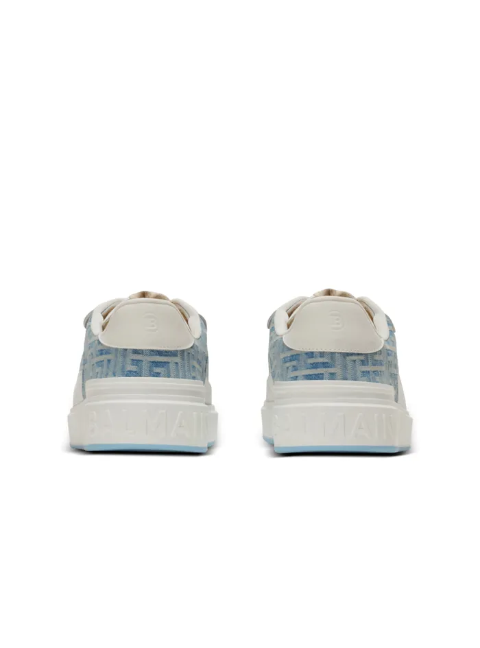 BCourt Flip Sneakers In Monogrammed Denim Navy Men Balmain Sneakers