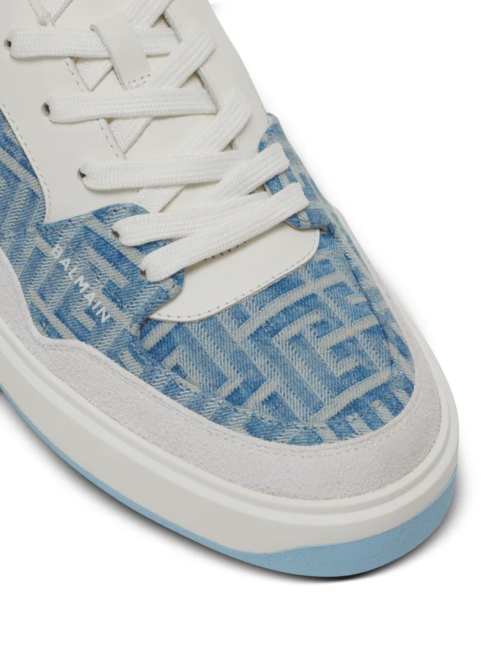 BCourt Flip Sneakers In Monogrammed Denim Navy Men Balmain Sneakers