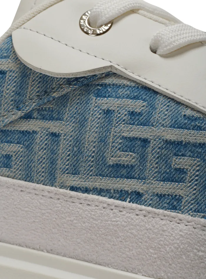 BCourt Flip Sneakers In Monogrammed Denim Navy Men Balmain Sneakers
