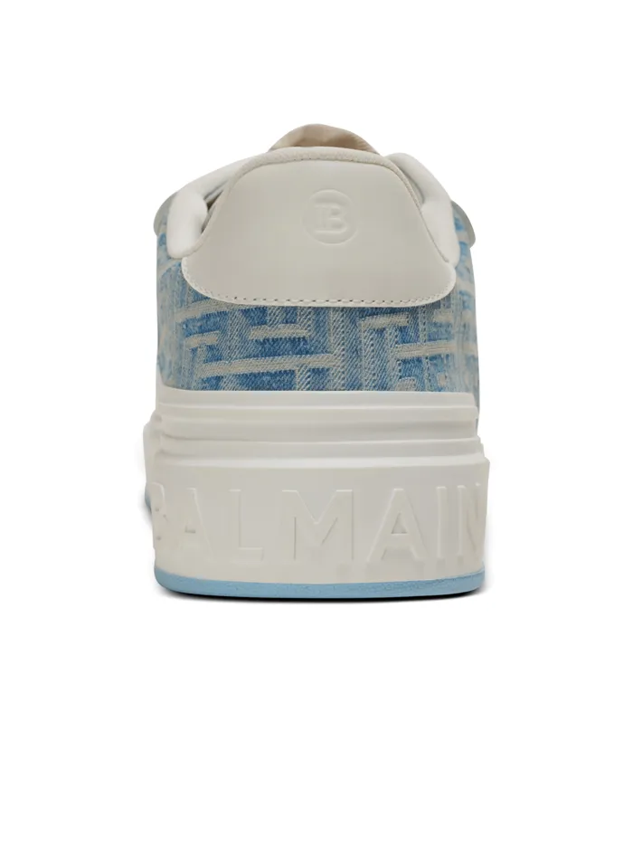BCourt Flip Sneakers In Monogrammed Denim Navy Men Balmain Sneakers