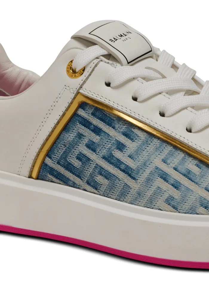 BCourt Sneakers In Leather And Denim White Women Balmain Sneakers