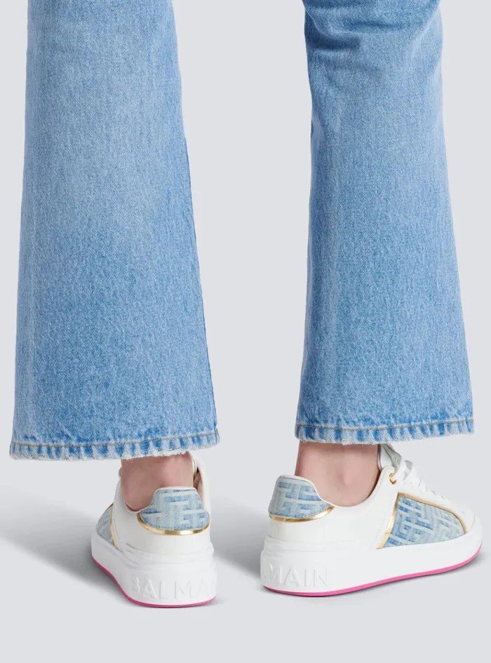 BCourt Sneakers In Leather And Denim White Women Balmain Sneakers