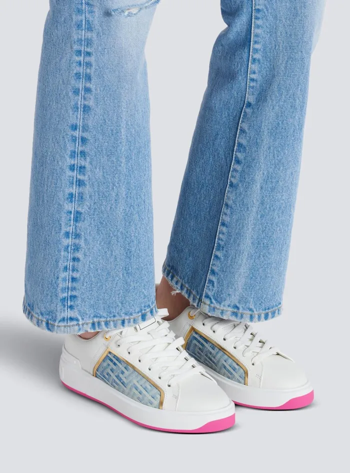 BCourt Sneakers In Leather And Denim White Women Balmain Sneakers
