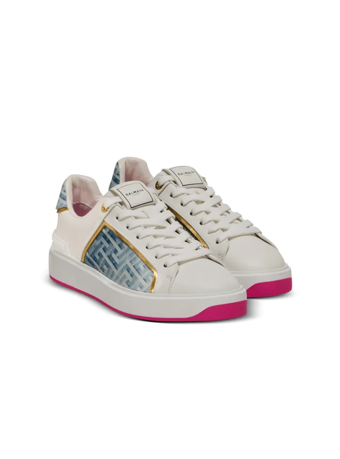 BCourt Sneakers In Leather And Denim White Women Balmain Sneakers