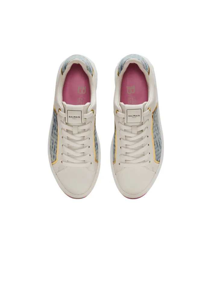 BCourt Sneakers In Leather And Denim White Women Balmain Sneakers
