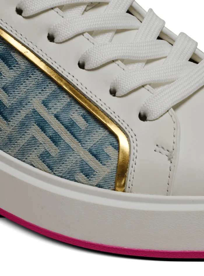 BCourt Sneakers In Leather And Denim White Women Balmain Sneakers