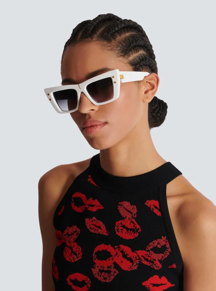 BEye Sunglasses White WomenMen Balmain Eyewear