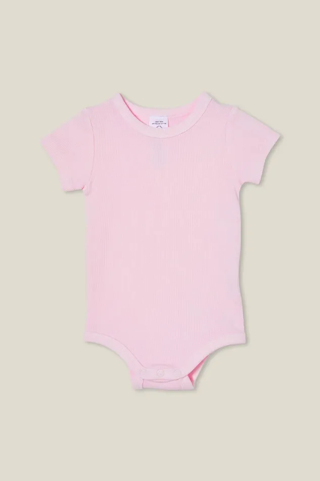 Baby Rompers and All In Ones Cotton On The Short Sleeve Rib Bubbysuit Ballerina Wash