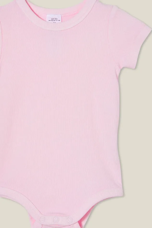 Baby Rompers and All In Ones Cotton On The Short Sleeve Rib Bubbysuit Ballerina Wash