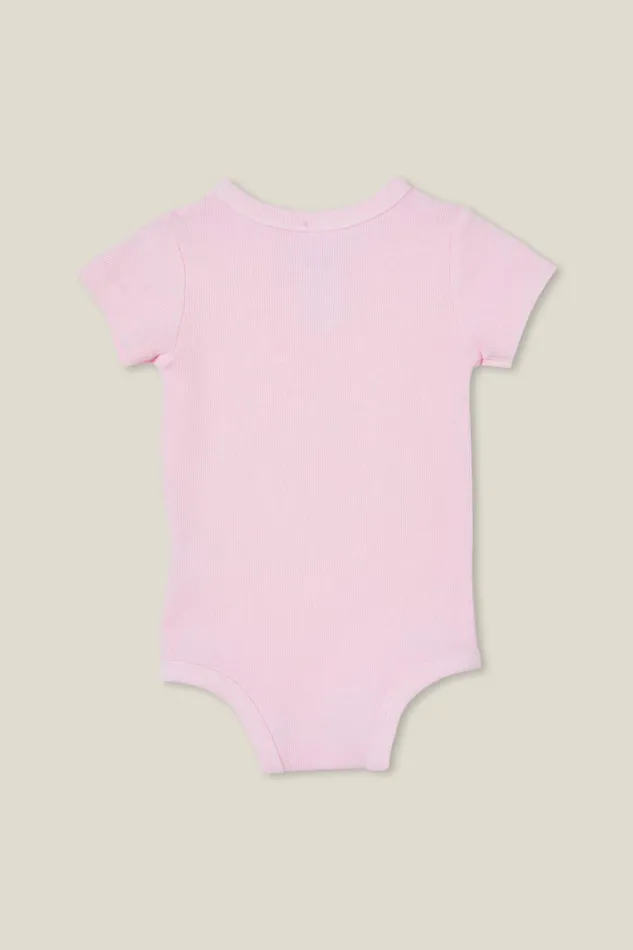 Baby Rompers and All In Ones Cotton On The Short Sleeve Rib Bubbysuit Ballerina Wash