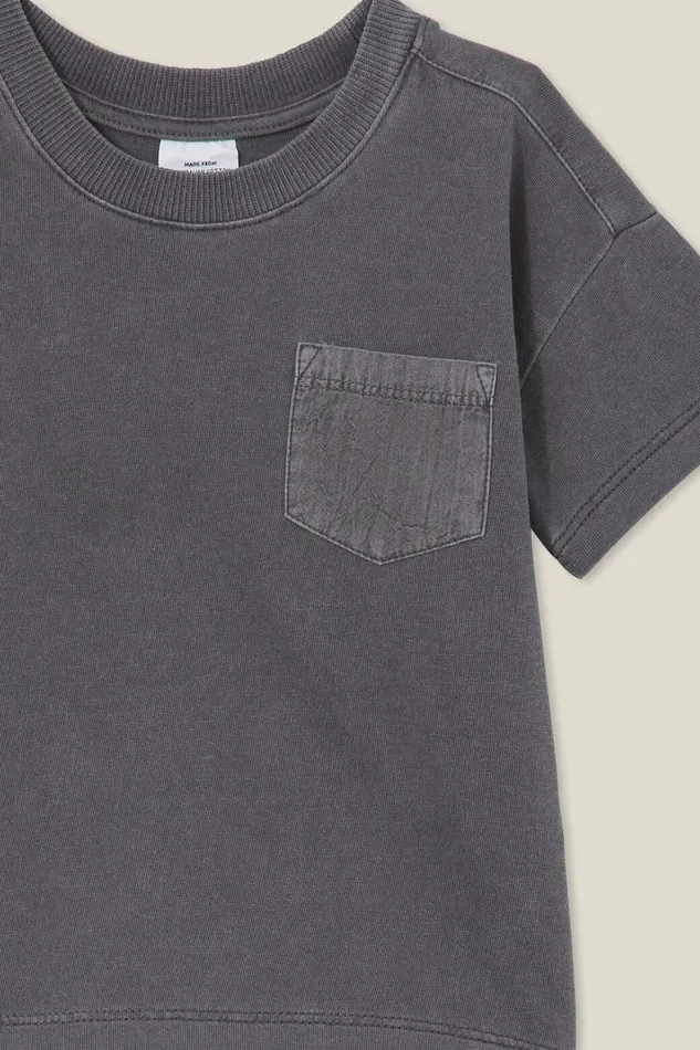 Baby Tops Jackets and Sweaters Cotton On Alfie Drop Shoulder Tee Rabbit Grey Wash