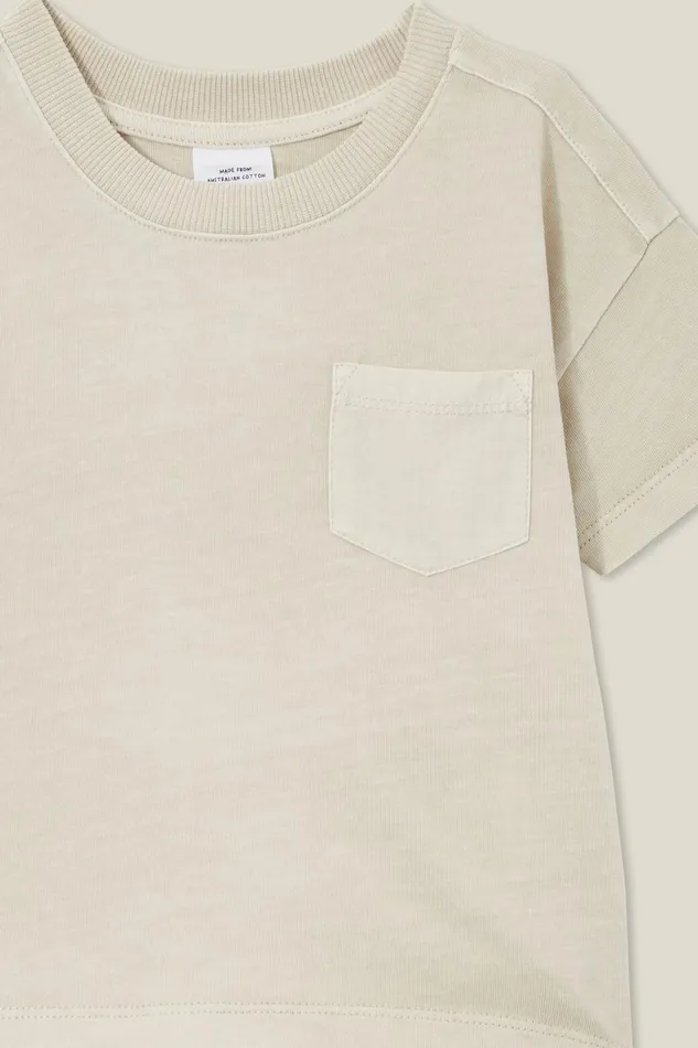 Baby Tops Jackets and Sweaters Cotton On Alfie Drop Shoulder Tee Rainy Day Wash