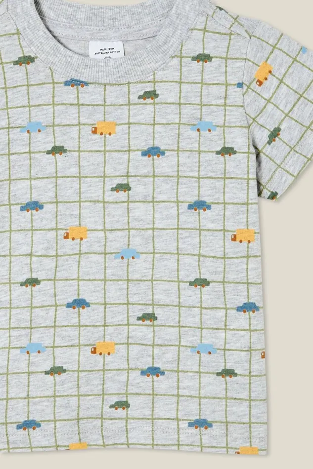 Baby Tops Jackets and Sweaters Cotton On Jamie Short Sleeve Tee Cloud Marlecar Sketchy Grid