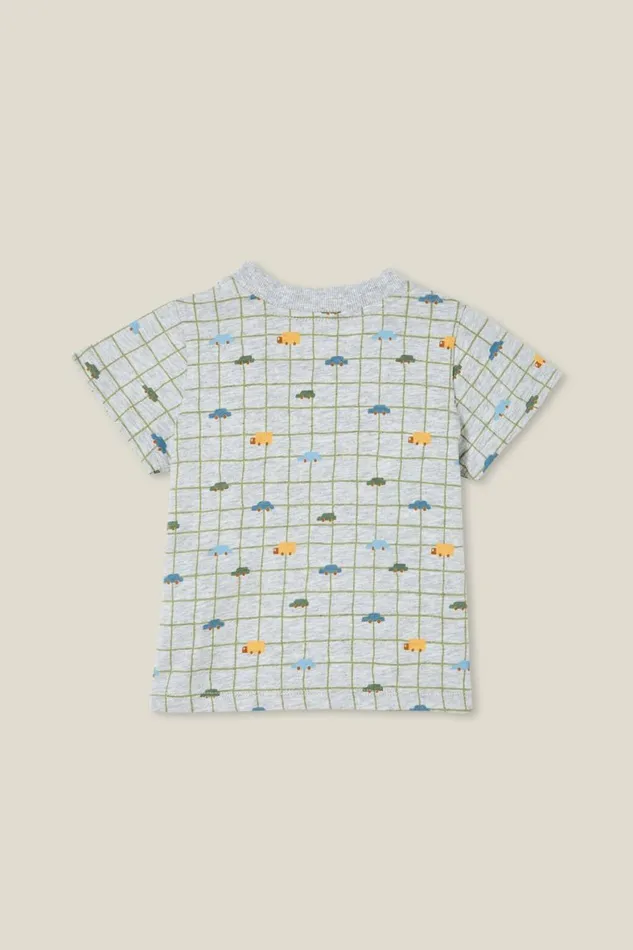 Baby Tops Jackets and Sweaters Cotton On Jamie Short Sleeve Tee Cloud Marlecar Sketchy Grid