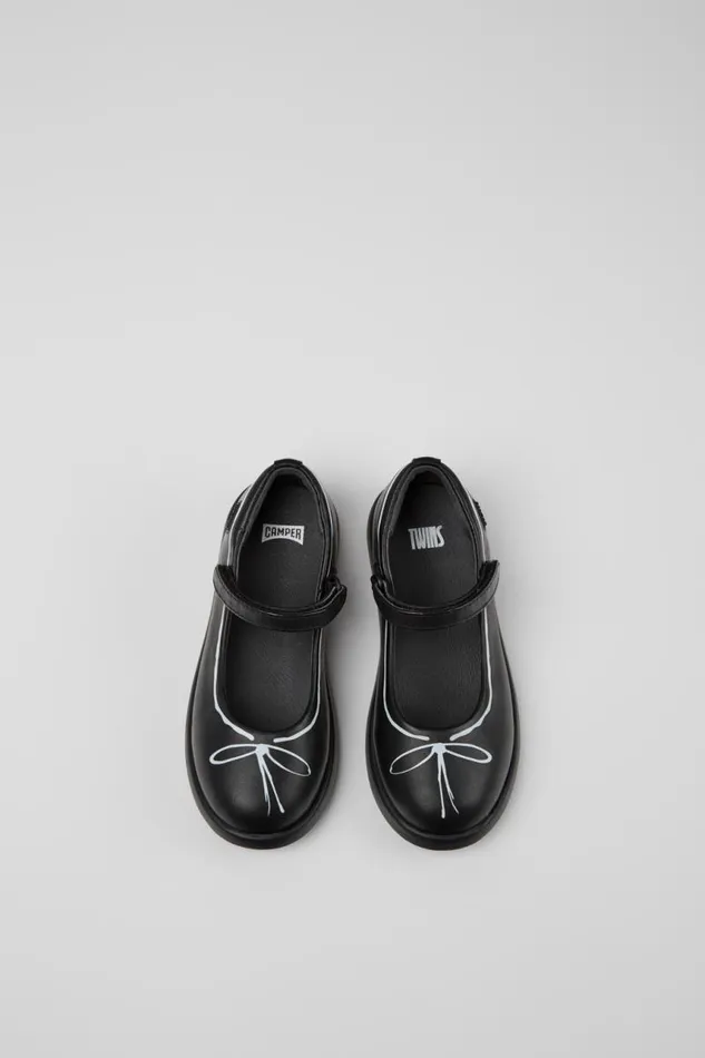 Ballerinas Kids Camper Twins Black Leather Mary Jane Shoes Ballerinas Kids Camper Twins Black Leather Mary Jane Shoes