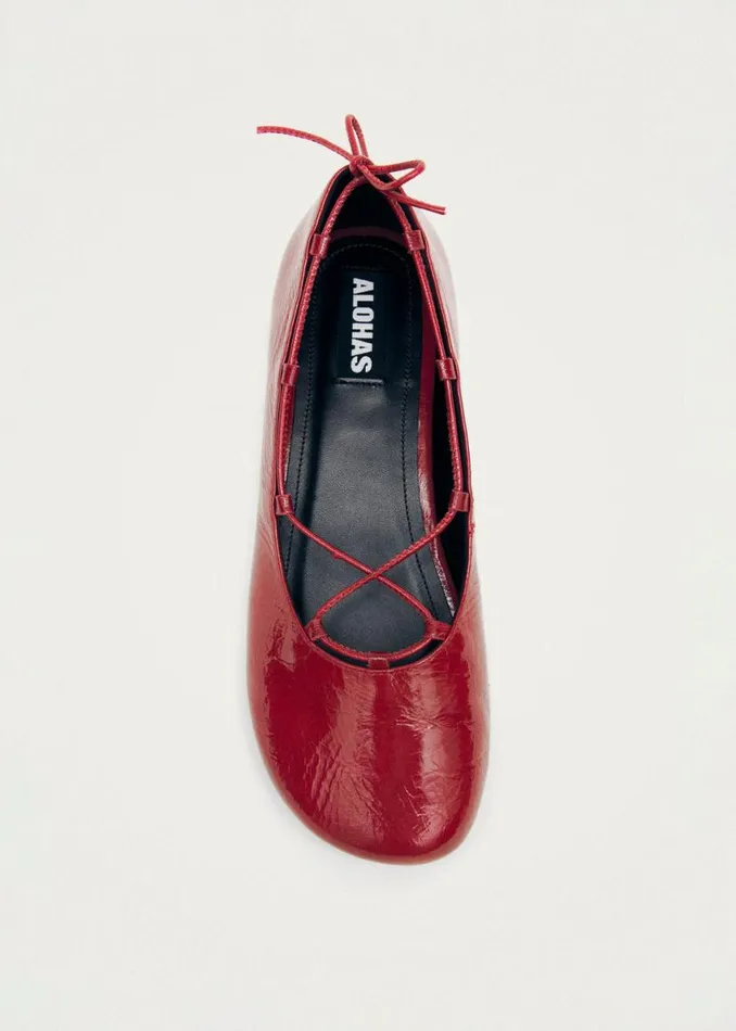 Ballet Flats Women ALOHAS Hollis Onix Red Leather Ballet Flats