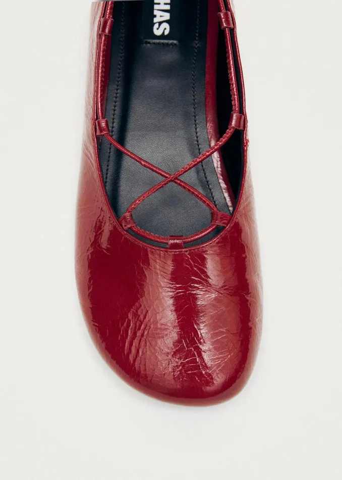 Ballet Flats Women ALOHAS Hollis Onix Red Leather Ballet Flats