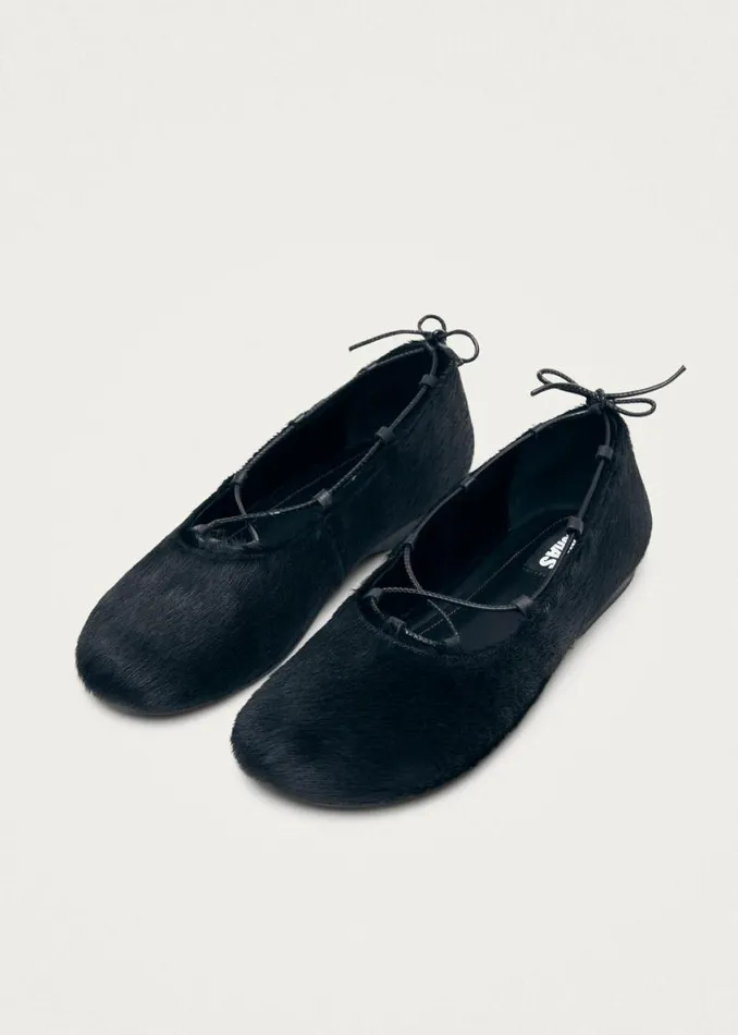 Ballet Flats Women ALOHAS Hollis Soft Black Leather Ballet Flats