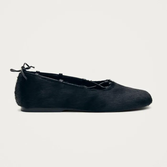 Ballet Flats Women ALOHAS Hollis Soft Black Leather Ballet Flats