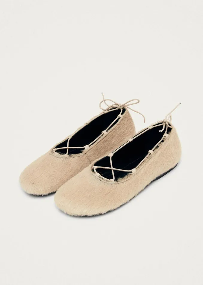 Ballet Flats Women ALOHAS Hollis Soft Cream Leather Ballet Flats