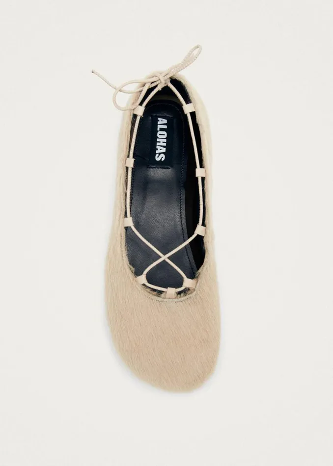 Ballet Flats Women ALOHAS Hollis Soft Cream Leather Ballet Flats