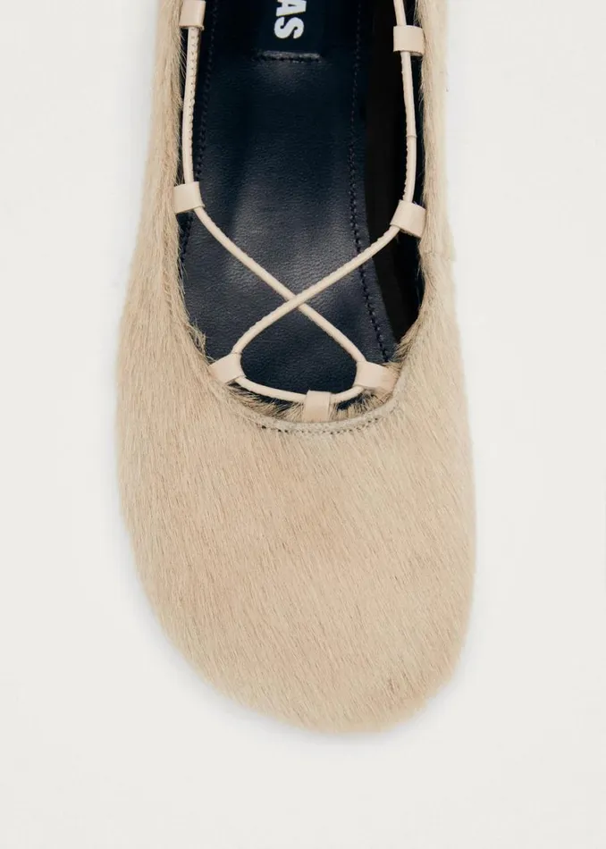 Ballet Flats Women ALOHAS Hollis Soft Cream Leather Ballet Flats