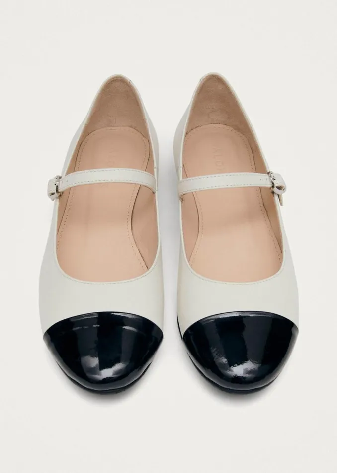 Ballet Flats Women ALOHAS Musa Bicolor Black Cream Leather Ballet Flats