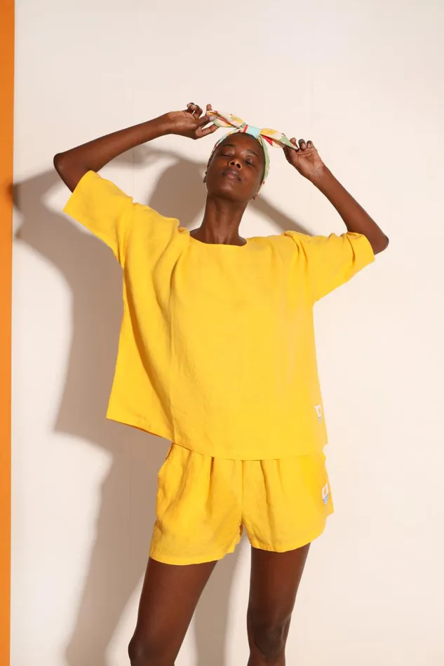 Basic Linen Top Canary WomensShop LF Markey Tops