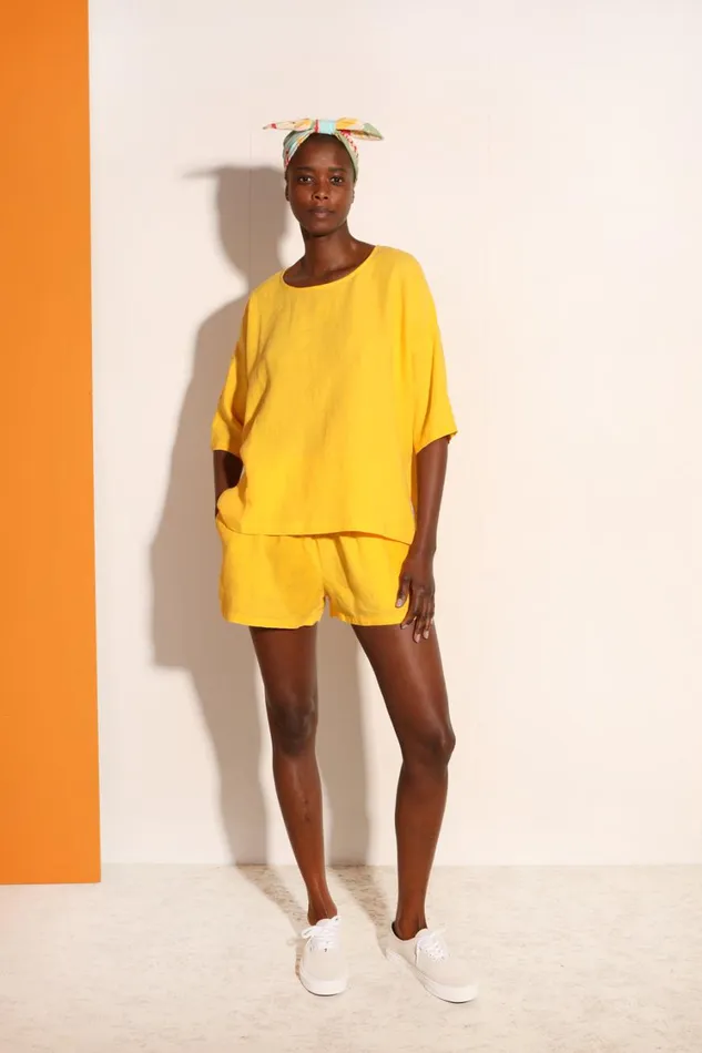 Basic Linen Top Canary WomensShop LF Markey Tops