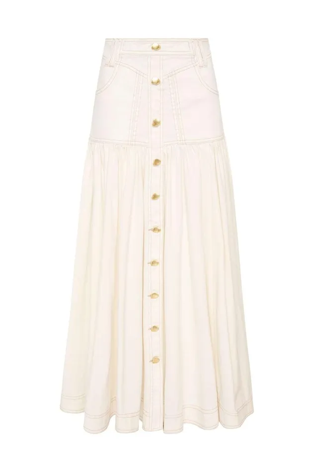 Belmond Denim Midi Skirt White Women Aje Skirts