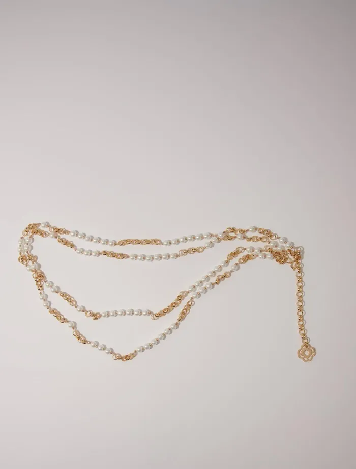 Belts Women Maje Mixed Bead And Metal Belt Gold